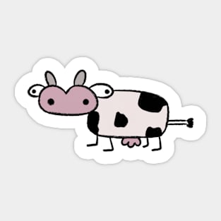 Goofy cow drawing Sticker